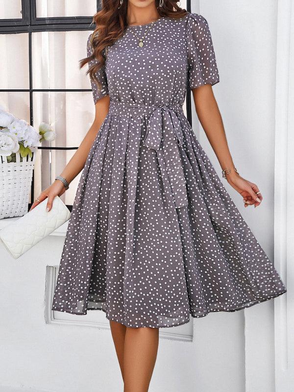 Midi Jurk met Polka Dots en Elegante Taille - Midi Dresses - Jurkjes.co