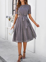 Midi Jurk met Polka Dots en Elegante Taille - Midi Dresses - Jurkjes.co