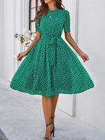 Midi Jurk met Polka Dots en Elegante Taille - Midi Dresses - Jurkjes.co