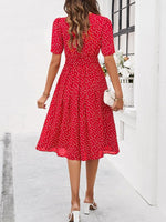Midi Jurk met Polka Dots en Elegante Taille - Midi Dresses - Jurkjes.co