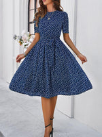 Midi Jurk met Polka Dots en Elegante Taille - Midi Dresses - Jurkjes.co