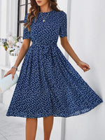 Midi Jurk met Polka Dots en Elegante Taille - Midi Dresses - Jurkjes.co