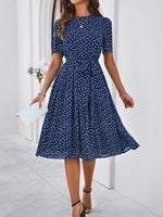 Midi Jurk met Polka Dots en Elegante Taille - Midi Dresses - Jurkjes.co