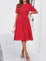 Midi Jurk met Polka Dots en Elegante Taille - Midi Dresses - Jurkjes.co