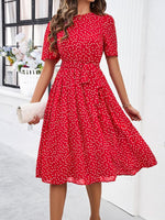 Midi Jurk met Polka Dots en Elegante Taille - Midi Dresses - Jurkjes.co