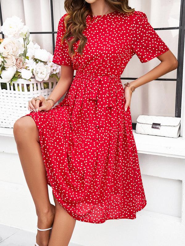 Midi Jurk met Polka Dots en Elegante Taille - Midi Dresses - Jurkjes.co