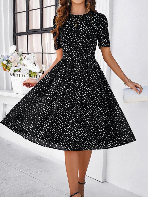 Midi Jurk met Polka Dots en Elegante Taille - Midi Dresses - Jurkjes.co