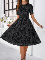 Midi Jurk met Polka Dots en Elegante Taille - Midi Dresses - Jurkjes.co