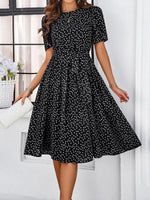 Midi Jurk met Polka Dots en Elegante Taille - Midi Dresses - Jurkjes.co