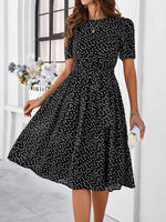 Midi Jurk met Polka Dots en Elegante Taille - Midi Dresses - Jurkjes.co