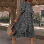 Midi-jurk met Polka Dots en Pofmouwen - Women Summer Dress - Jurkjes.co