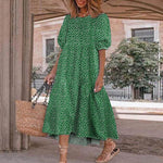 Midi-jurk met Polka Dots en Pofmouwen - Women Summer Dress - Jurkjes.co