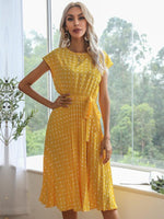Midi Jurk met Polka Dots en Tailleband - Midi Dresses - Jurkjes.co