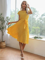 Midi Jurk met Polka Dots en Tailleband - Midi Dresses - Jurkjes.co