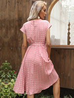 Midi Jurk met Polka Dots en Tailleband - Midi Dresses - Jurkjes.co