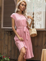 Midi Jurk met Polka Dots en Tailleband - Midi Dresses - Jurkjes.co