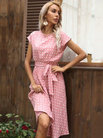 Midi Jurk met Polka Dots en Tailleband - Midi Dresses - Jurkjes.co