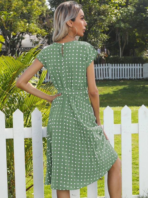 Midi Jurk met Polka Dots en Tailleband - Midi Dresses - Jurkjes.co