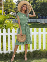 Midi Jurk met Polka Dots en Tailleband - Midi Dresses - Jurkjes.co