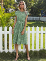 Midi Jurk met Polka Dots en Tailleband - Midi Dresses - Jurkjes.co