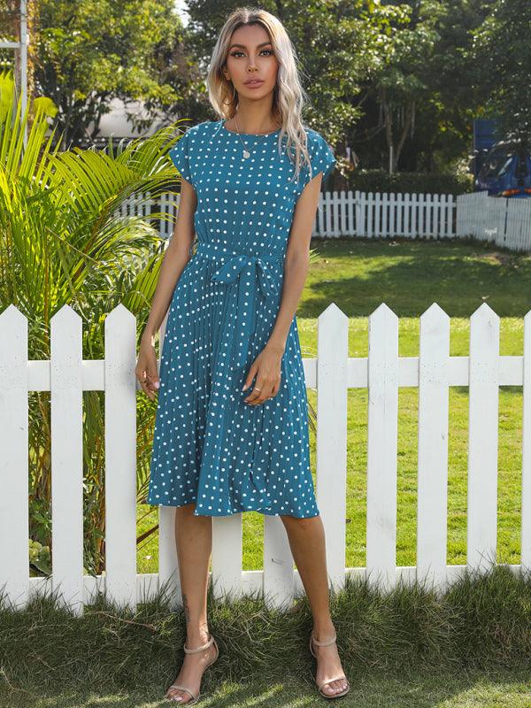 Midi Jurk met Polka Dots en Tailleband - Midi Dresses - Jurkjes.co