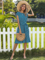 Midi Jurk met Polka Dots en Tailleband - Midi Dresses - Jurkjes.co