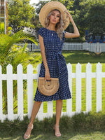 Midi Jurk met Polka Dots en Tailleband - Midi Dresses - Jurkjes.co