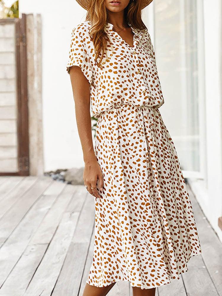 Midi Jurk met Polka Dots - Women Summer Dress - Jurkjes.co