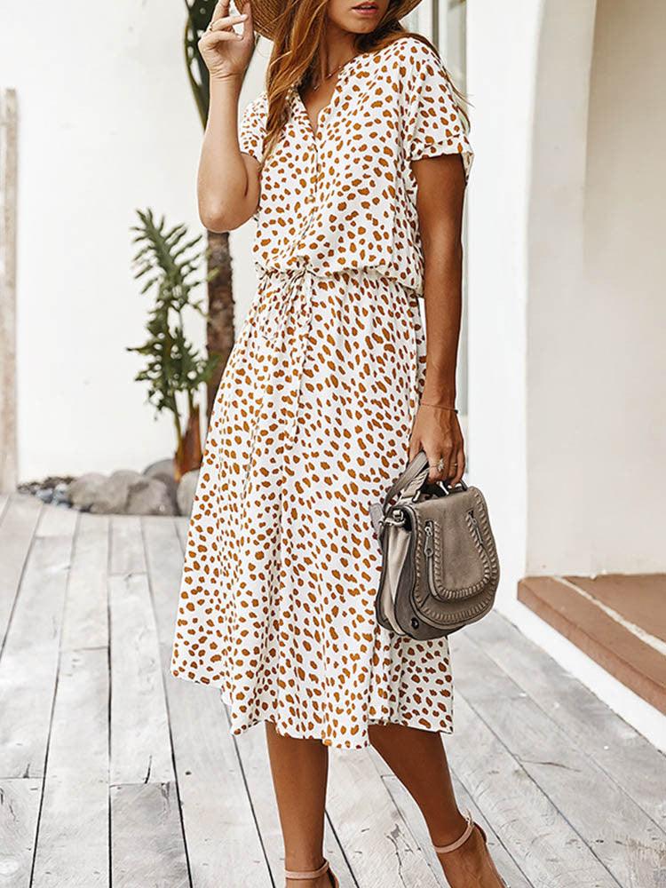Midi Jurk met Polka Dots - Women Summer Dress - Jurkjes.co