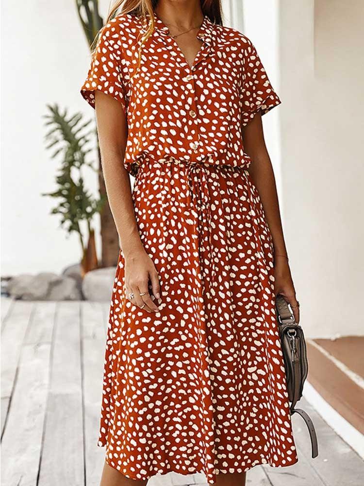Midi Jurk met Polka Dots - Women Summer Dress - Jurkjes.co