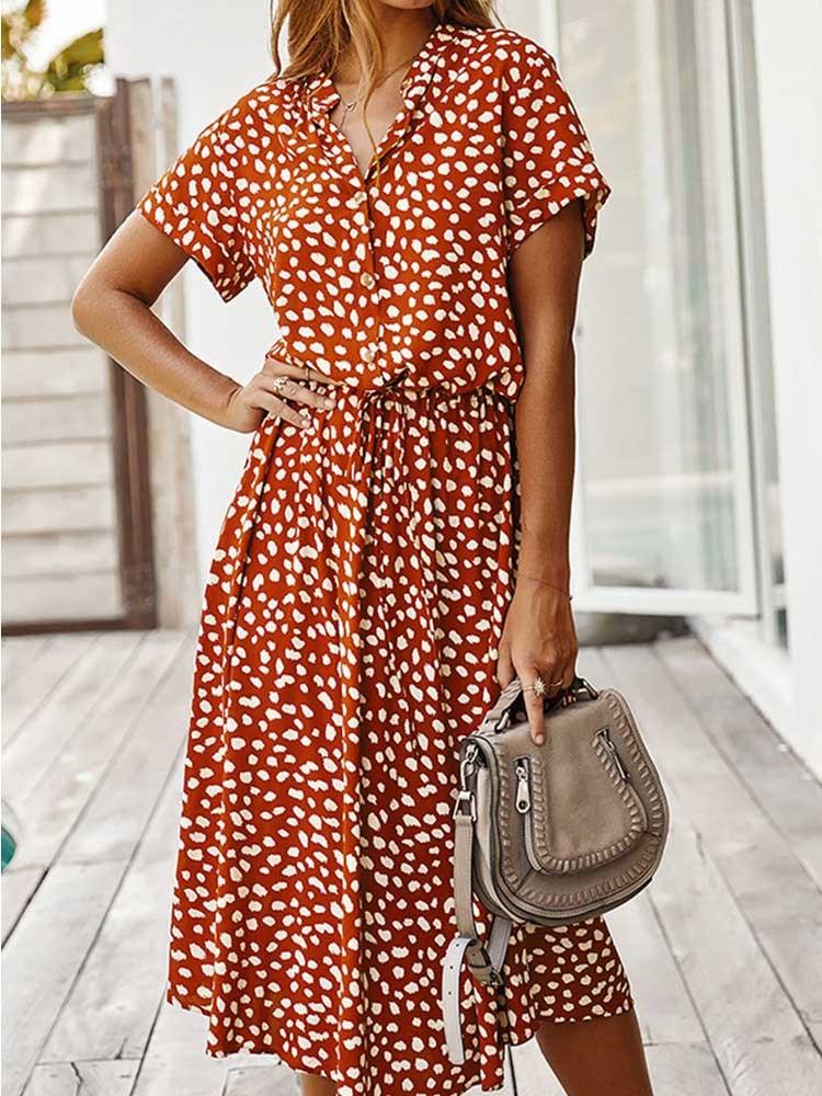 Midi Jurk met Polka Dots - Women Summer Dress - Jurkjes.co