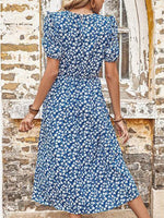 Midi Jurk met Puff Mouwen en Bloemenprint - Midi Dresses - Jurkjes.co