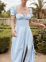 Midi Jurk met Puff Mouwen en Bloemenprint - Midi Dresses - Jurkjes.co