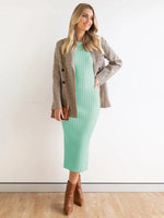 Midi Jurk met Ribbelstructuur - Midi Dresses - Jurkjes.co