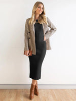 Midi Jurk met Ribbelstructuur - Midi Dresses - Jurkjes.co