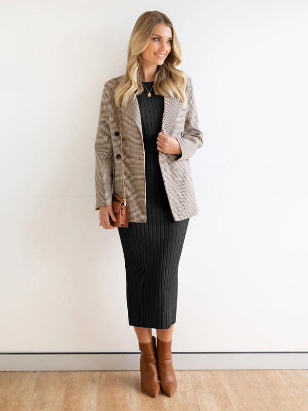 Midi Jurk met Ribbelstructuur - Midi Dresses - Jurkjes.co