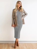 Midi Jurk met Ribbelstructuur - Midi Dresses - Jurkjes.co