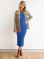 Midi Jurk met Ribbelstructuur - Midi Dresses - Jurkjes.co