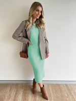 Midi Jurk met Ribbelstructuur - Midi Dresses - Jurkjes.co