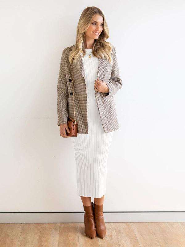 Midi Jurk met Ribbelstructuur - Midi Dresses - Jurkjes.co