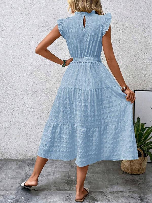 Midi Jurk met Rimpelmouwtjes en Textuur - Maxi Dresses - Jurkjes.co