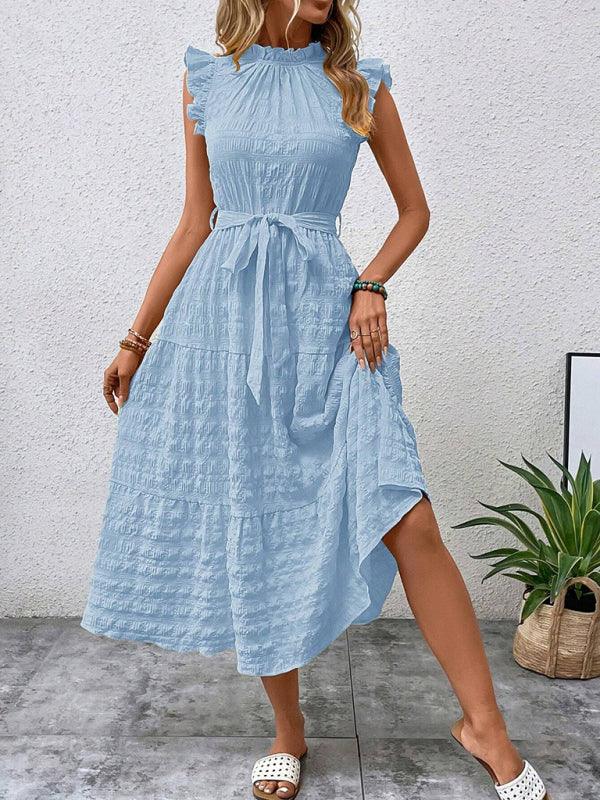 Midi Jurk met Rimpelmouwtjes en Textuur - Maxi Dresses - Jurkjes.co