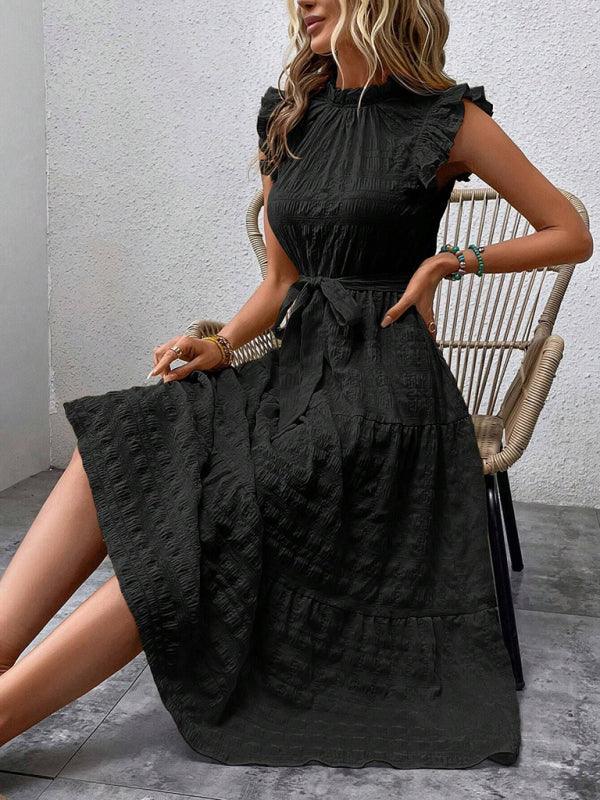 Midi Jurk met Rimpelmouwtjes en Textuur - Maxi Dresses - Jurkjes.co