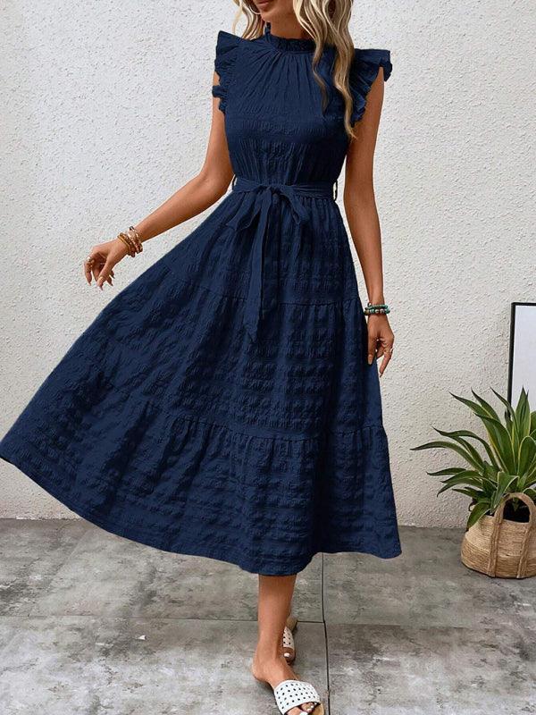 Midi Jurk met Rimpelmouwtjes en Textuur - Maxi Dresses - Jurkjes.co