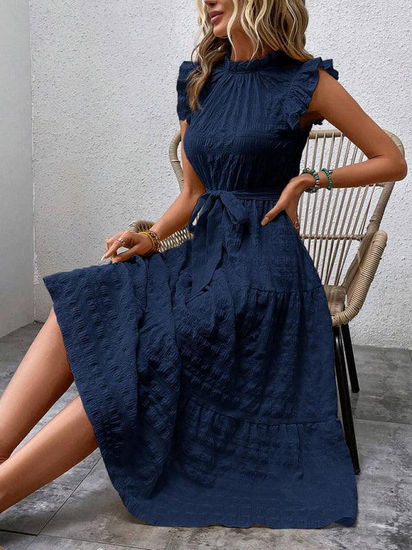 Midi Jurk met Rimpelmouwtjes en Textuur - Maxi Dresses - Jurkjes.co