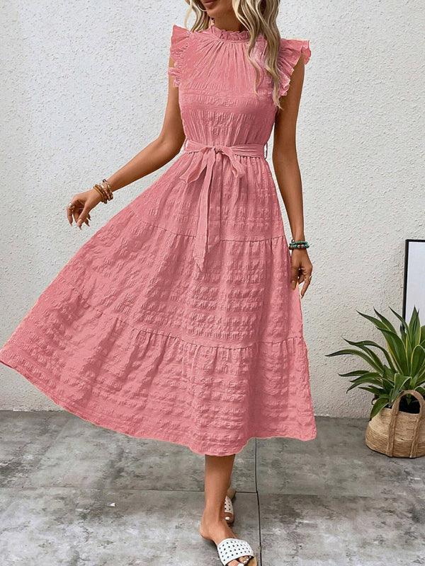 Midi Jurk met Rimpelmouwtjes en Textuur - Maxi Dresses - Jurkjes.co