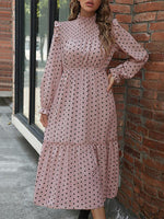 Midi Jurk met Rimpelnek en Polka Dots - Midi Dresses - Jurkjes.co