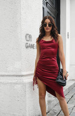 Midi Jurk met Rimpelrok en Open Rug - Midi Dresses - Jurkjes.co