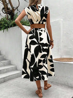 Midi Jurk met Rode Bladerenprint - Maxi Dresses - Jurkjes.co