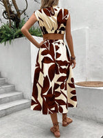 Midi Jurk met Rode Bladerenprint - Maxi Dresses - Jurkjes.co